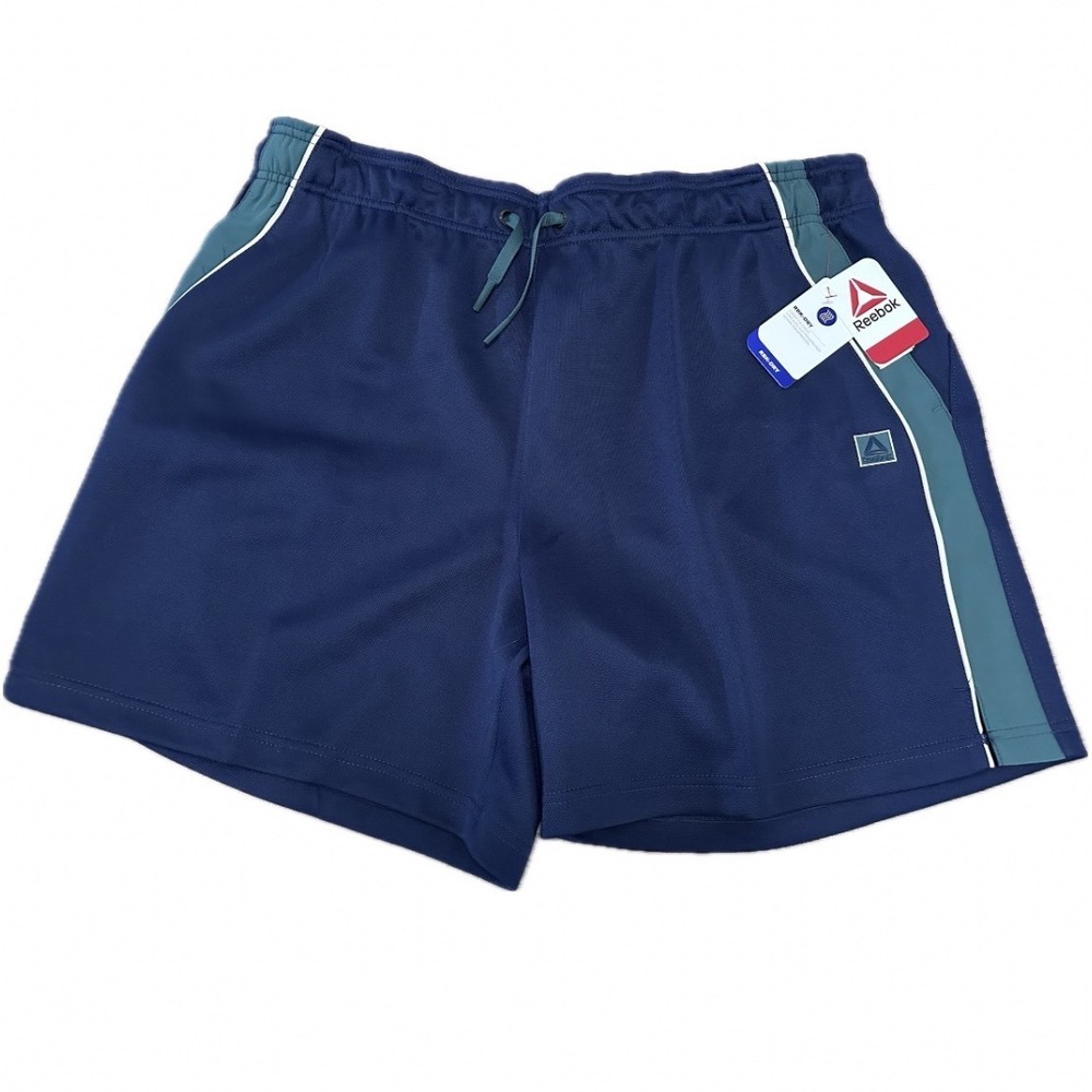Reebok Mens RBK-DRY Athletic Shorts Navy Blue Teal 7 Inch Inseam 2XL NWT